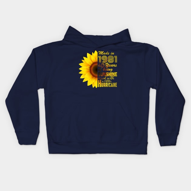 Vintage 1981 Sunflower 40th Birthday Awesome Gift Kids Hoodie by Salt88
